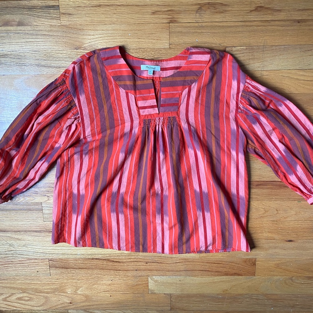 Madewell Tie Sleeve Striped Blouse
